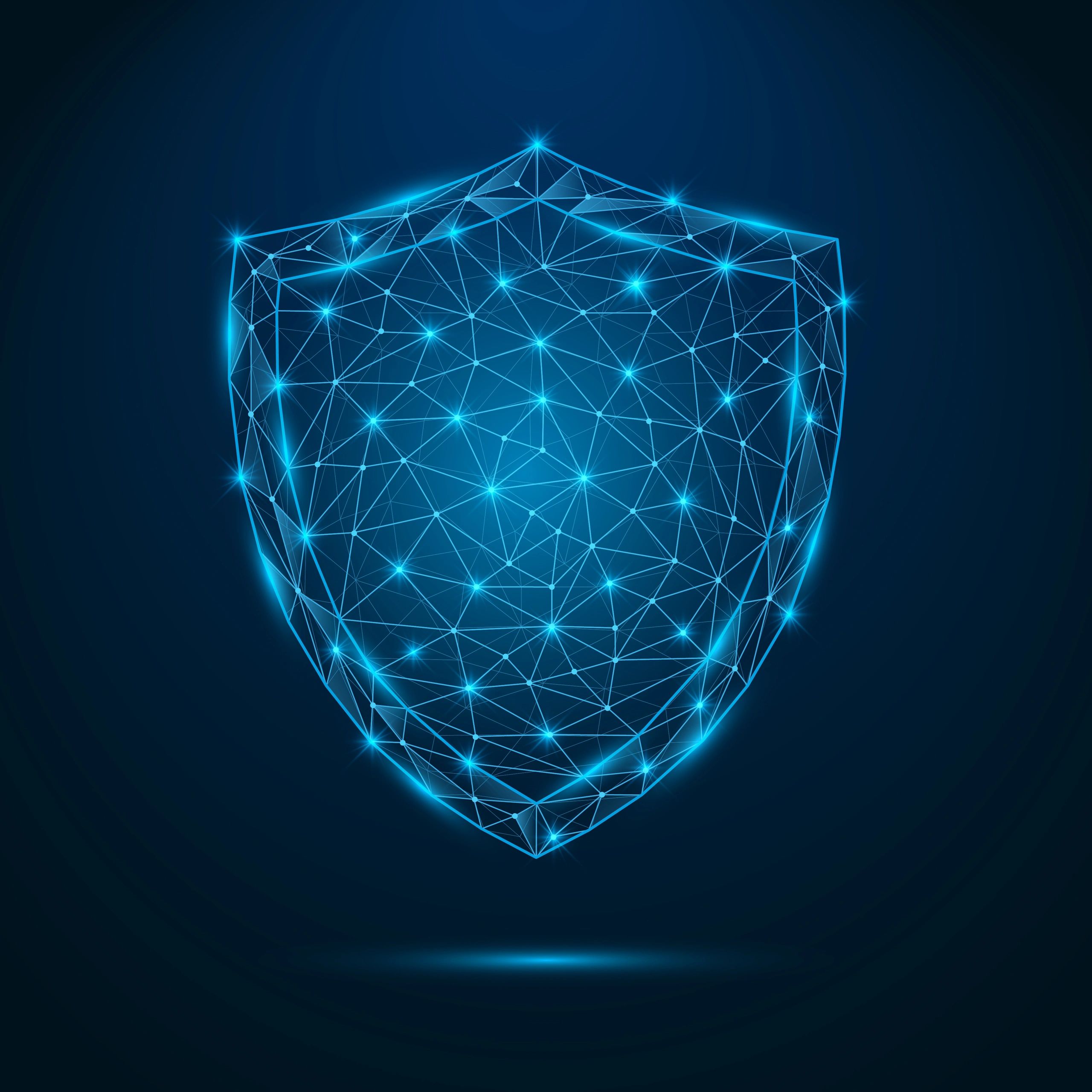 Cybersecurity shield icon with connected nodes