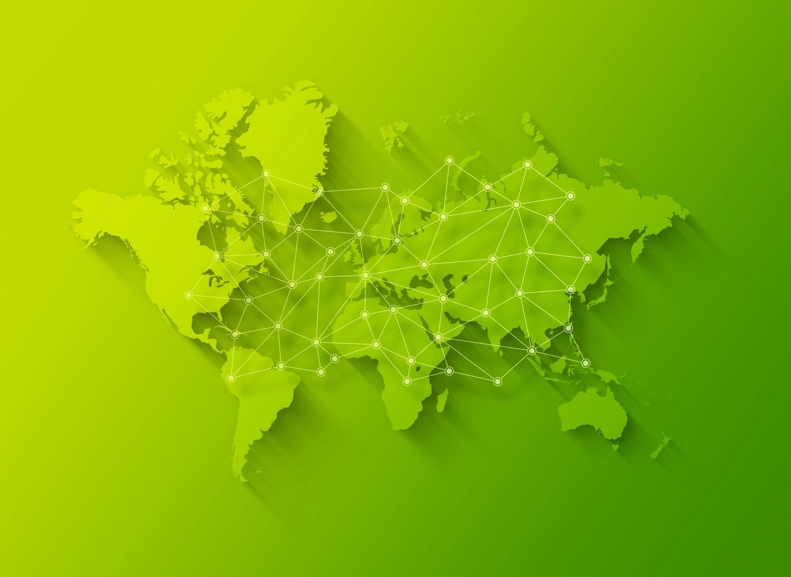 World map with digital network connections