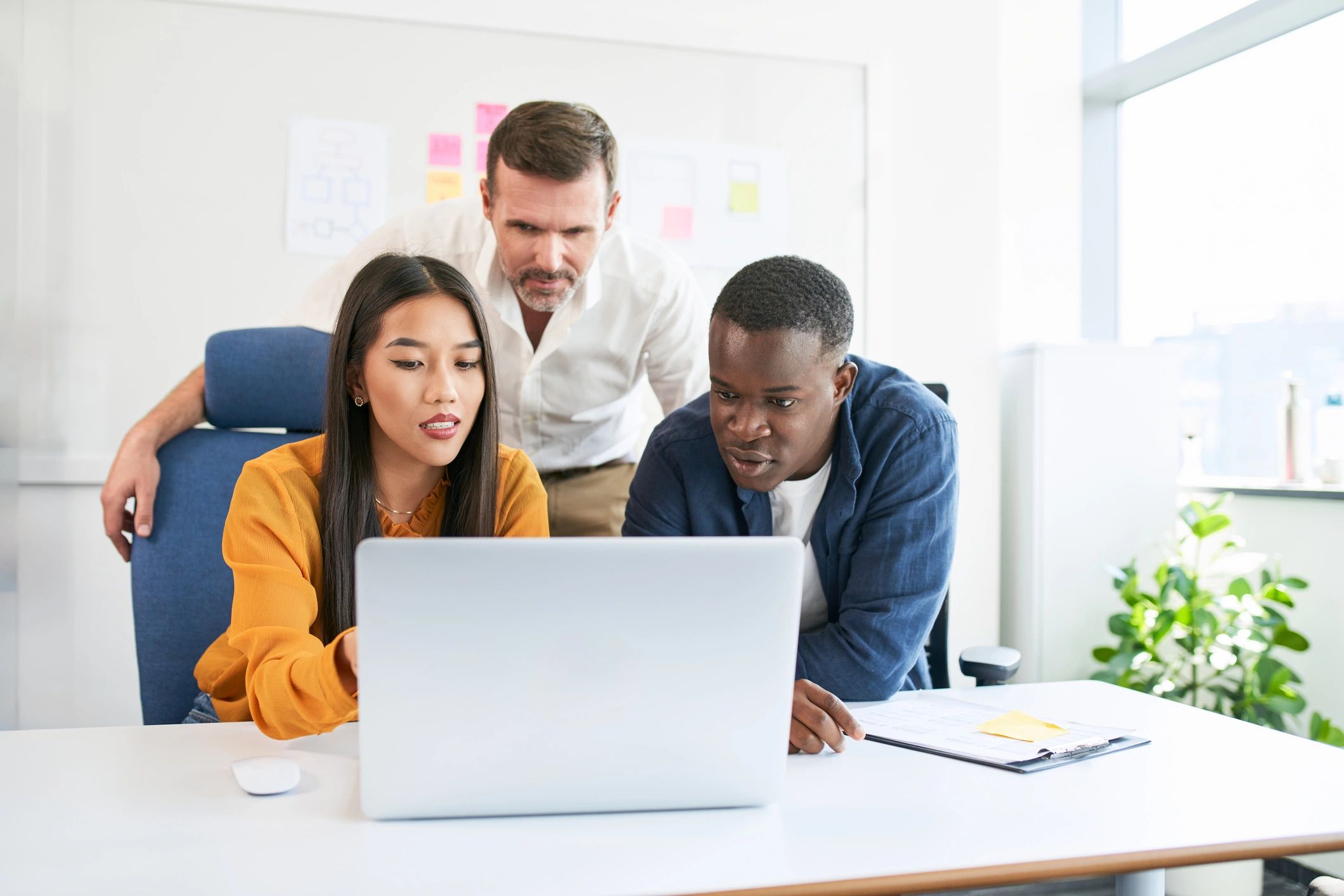 Team collaborating in a modern office