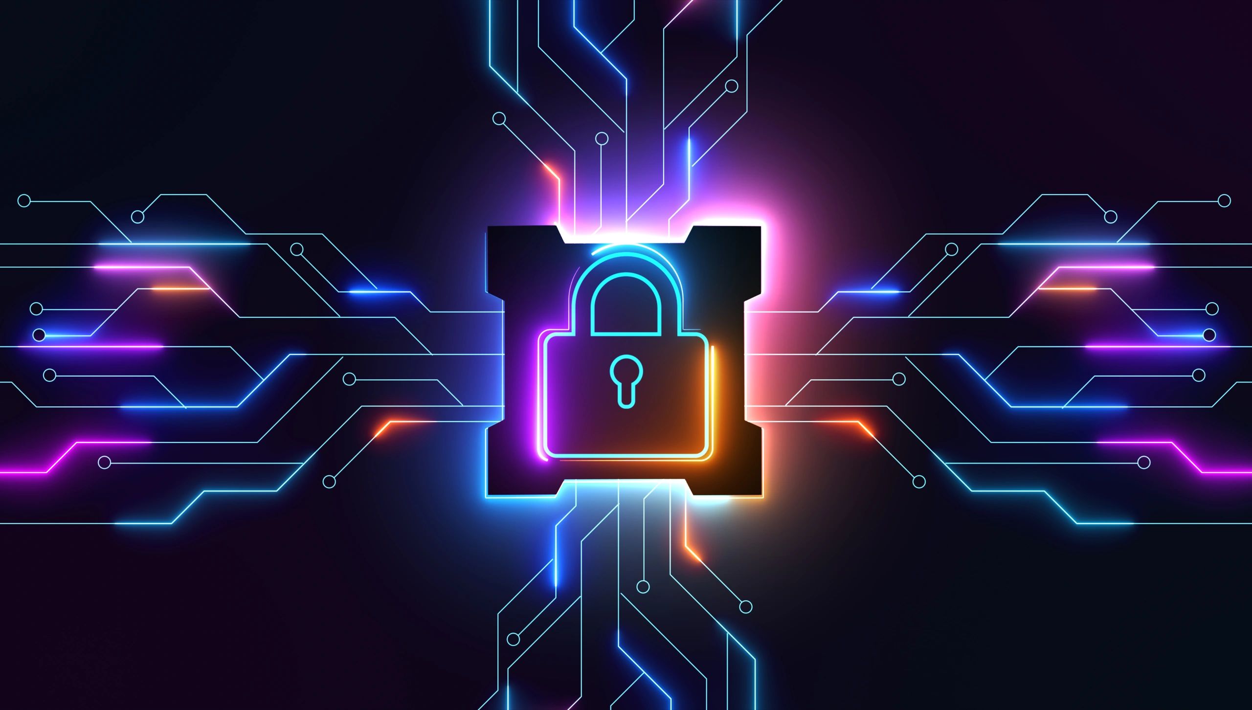 Glowing lock icon representing website security and SSL.