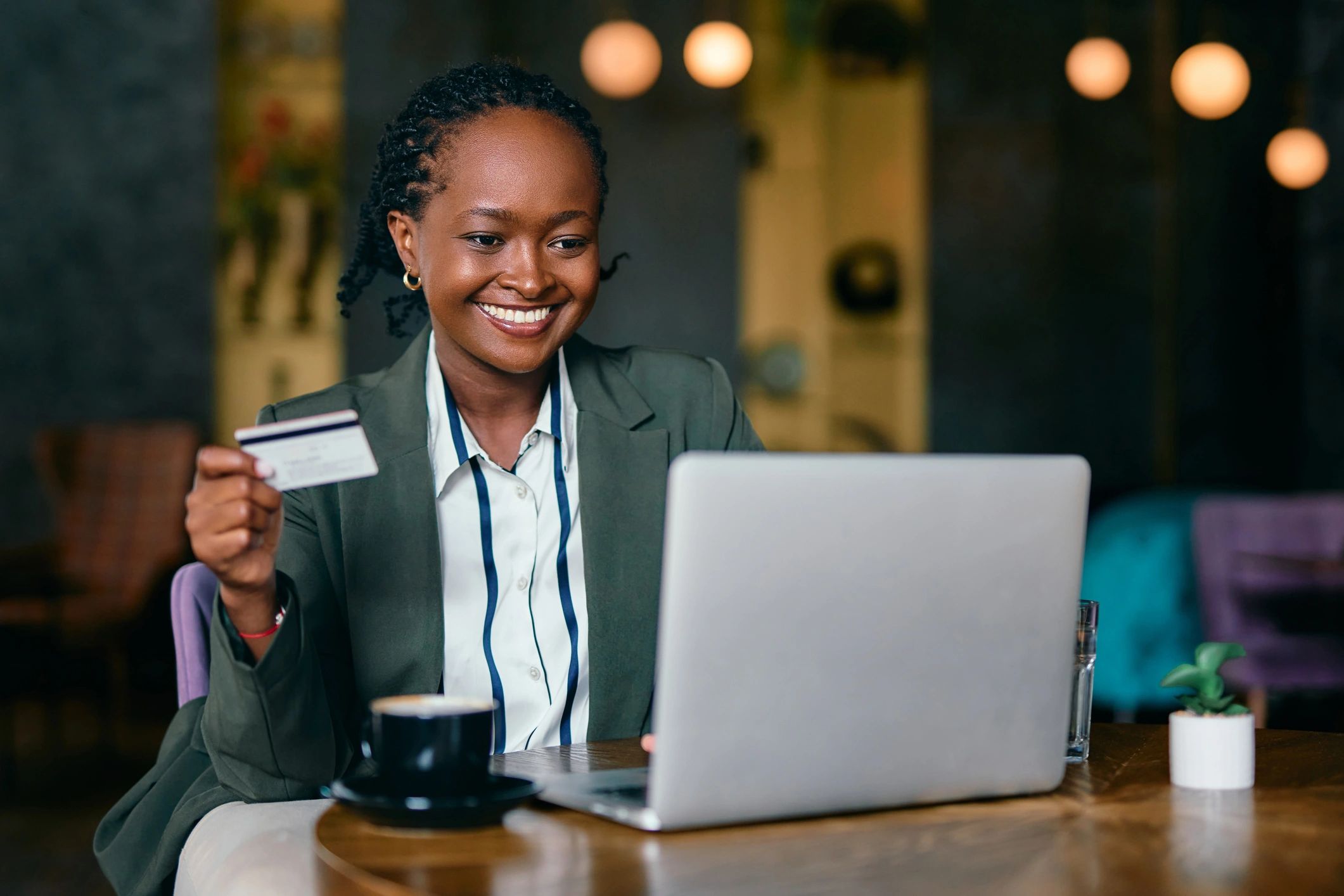 Small business owner using a laptop
